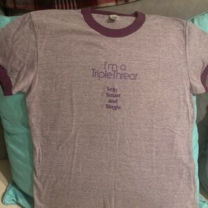 Original “Triple Threat” Purple Ringer T-shirt American Apparel- Size L